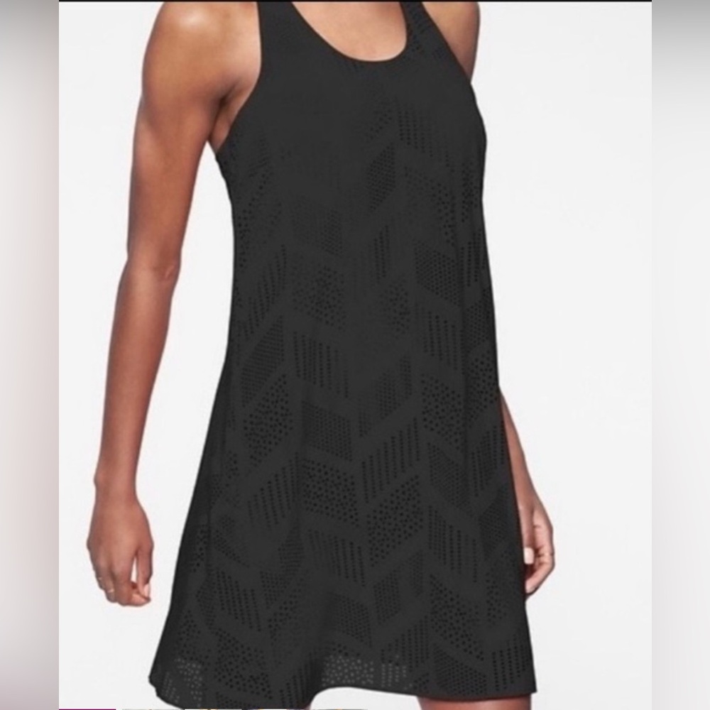 Athleta Brookfield Laser Cut Racerback Black Dress size medium